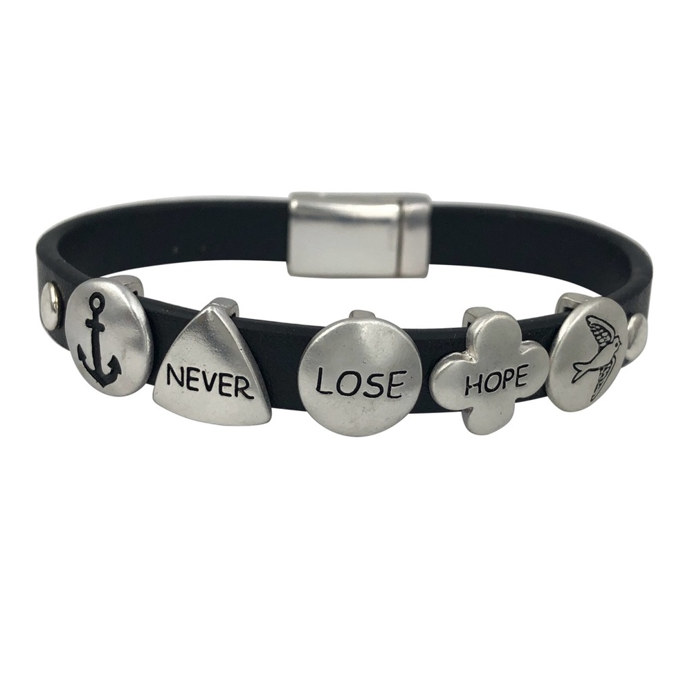 NEVER LOSE HOPE Worded Inspirational Magnetic Bracelet